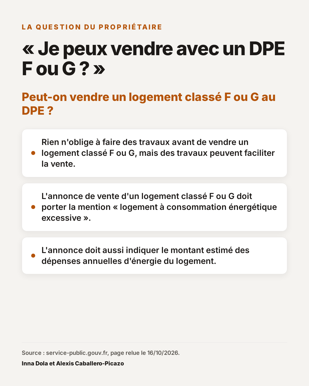 « Je peux vendre avec un DPE F ou G ? » : Peut-on vendre un logement classé F ou G au DPE ?